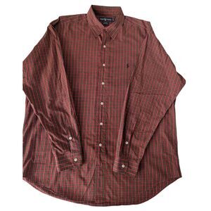Ralph Lauren Blake Shirt Mens Large Red Plaid Pony Logo Button Down Cotton